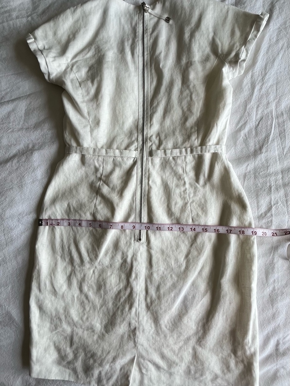 Sandra Angelozzi 100% Linen White Square Neck Dress Fully Lined EU 36 US 6 - Picture 9 of 16